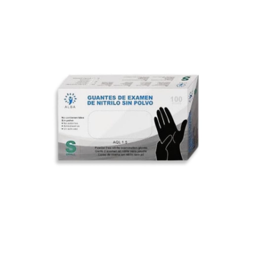 Guantes de examen de Nitrilo Negro, Sin Polvo Talla: L-XL Caja: 100 Uds